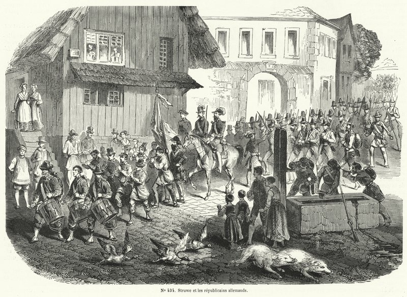 グスタフシュトルーヴェとドイツの共和党の行列、1848年の革命 作： フランス語学校