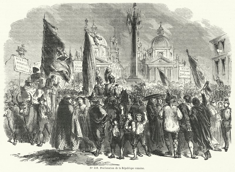 1849年2月9日、イタリア、ローマ共和国の宣言 作： フランス語学校