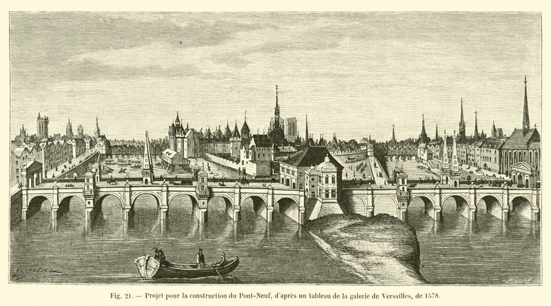 1578年のヴェルサイユギャラリーの絵画後のポンヌフ建設プロジェクト 作： フランス語学校
