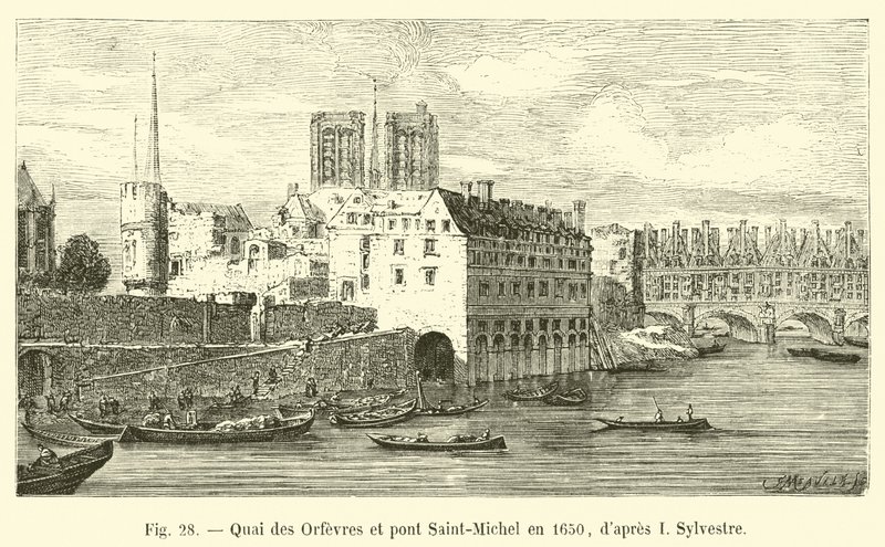 シルヴェストレ後の1650年のオルデブル岬とサンミシェル橋 作： フランス語学校
