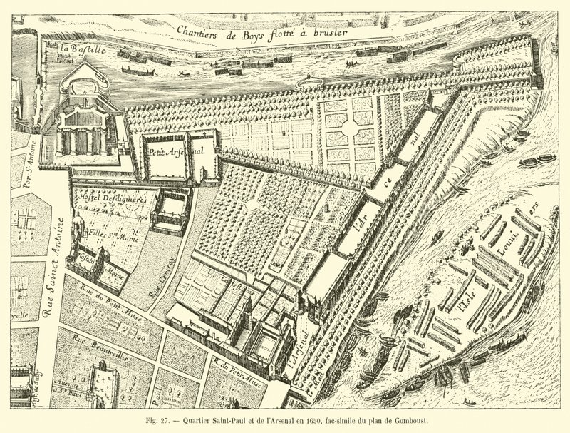 1650年のサンポール地区とアーセナル、ゴンボースト計画の複製 作： フランス語学校