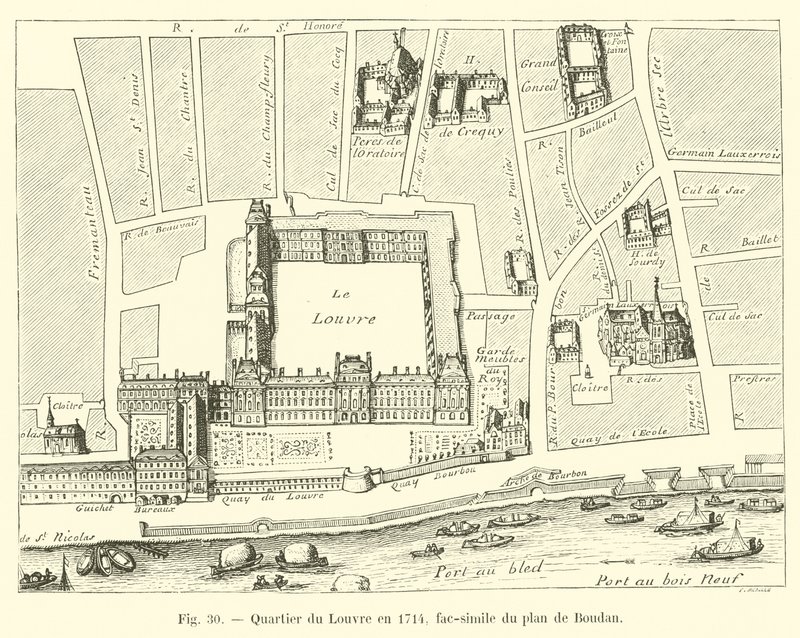1714年のルーブル地区、ブーダンの計画の複製 作： フランス語学校