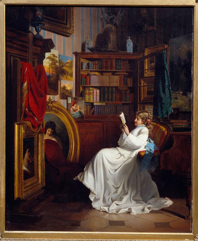 逸品　大理石像　本を読む少年少女像　フランス　1800年代後半　アンティーク French_School_-