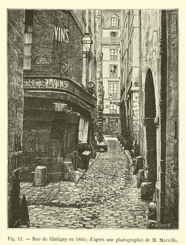 1865年のグラティニー通り。 Mマービルの写真から 作： フランス語学校