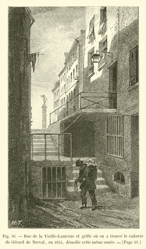 Rue de la Vieille-Lanterneと1855年にGerard de Nervalの死体を発見したゲートは、同じ年に破壊されました 作： フランス語学校