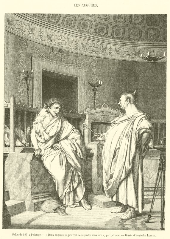 1861年のサロン、絵画、二人のオーギュールは笑わずにお互いを見られない（エングレービング 作： フランス語学校