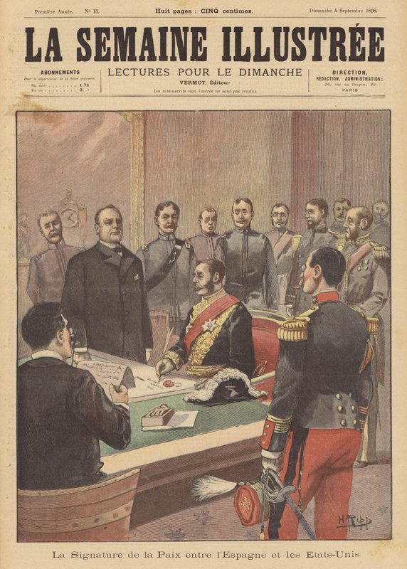 1898年8月12日、ワシントンDCのスペイン-米戦争における平和終結の敵対行為に関する議定書の署名 作： フランス語学校