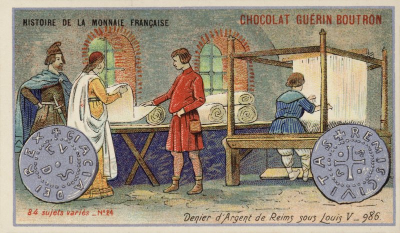 ルイ5世治世下のランスの銀製デニール、986年（クロモリト 作： フランス語学校