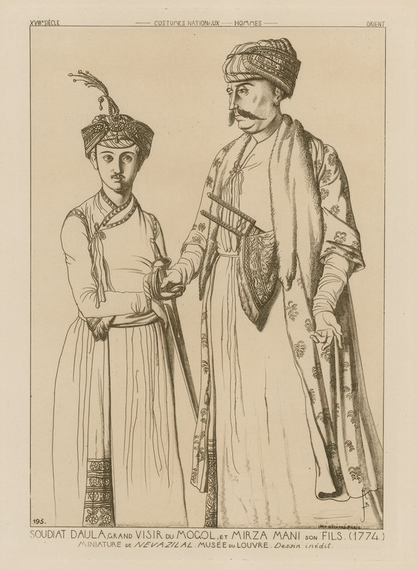 モンゴル人のグランドヴィジエとその息子ミルザマニ（1774年）のSoudiat Daula 作： フランス語学校