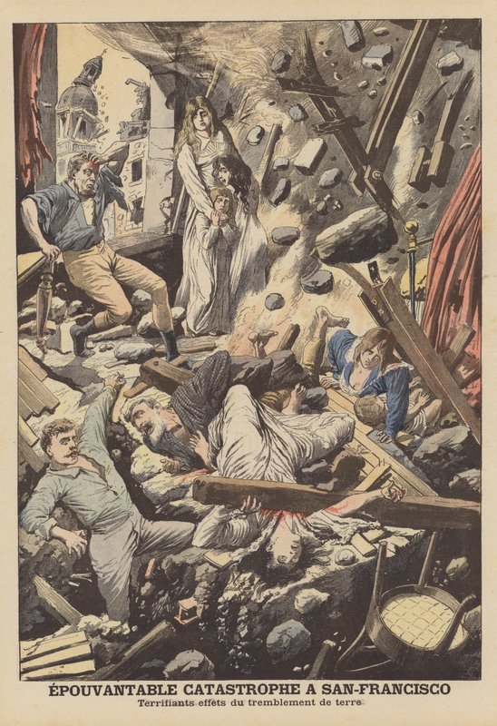 1906年のサンフランシスコ地震（カラーリトグラフ 作： フランス語学校