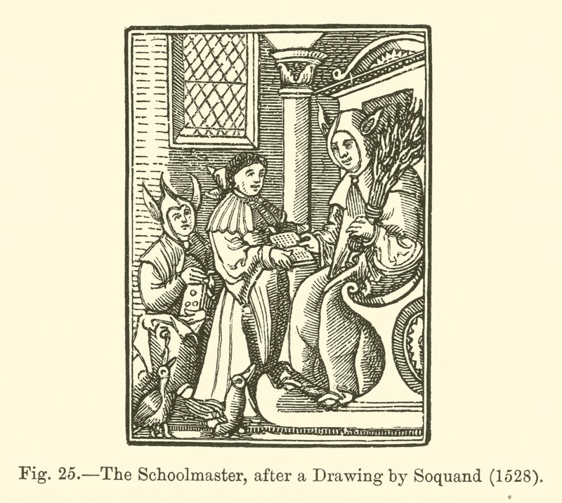 The Schoolmaster (e.g. engraving) 作： フランス語学校