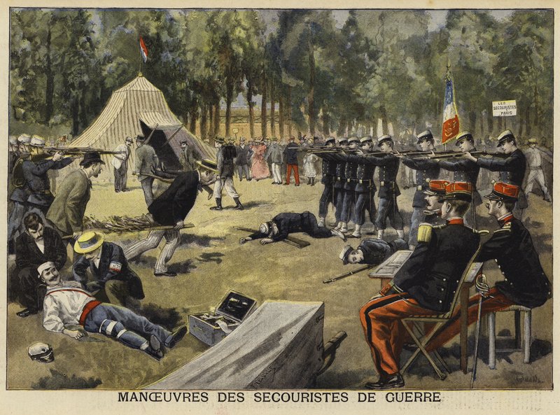 1897年の陸軍救急隊員の訓練演習 作： フランス語学校