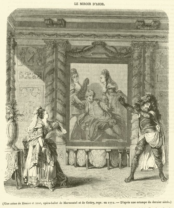 1771年に上演されたマルモンテルとグレトリーのオペラ・バレエ「ゼミールとアゾール」の一場面（エングレーヴィング 作： フランス語学校
