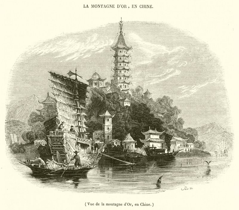 中国・金山の眺め（彫刻 作： フランス語学校