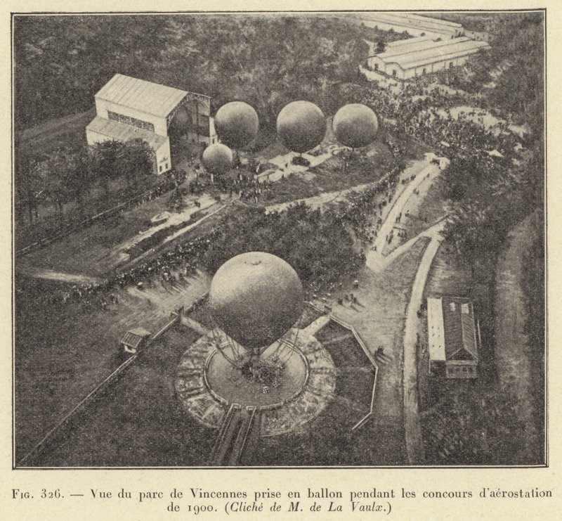 1900年のエアロステーション競技会で気球から撮影されたヴァンセンヌ公園の風景 作： フランス語学校
