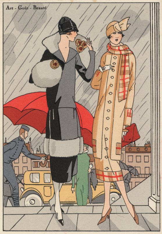 デザイナー、プルメとギュスターヴ・ビアによる1920年代の女性ファッション。(カラーリトグラフ） 作： フランス語学校