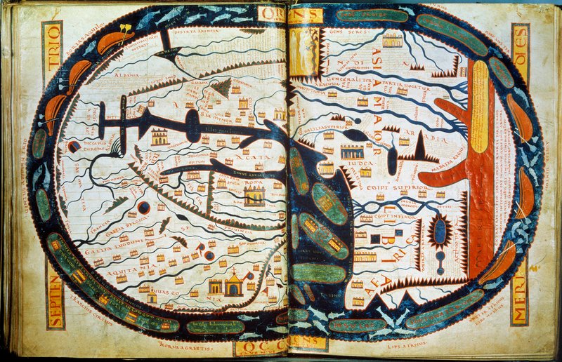 聖セヴァルの世界地図。リーバナの修道士ベアトゥスが775年に書いた