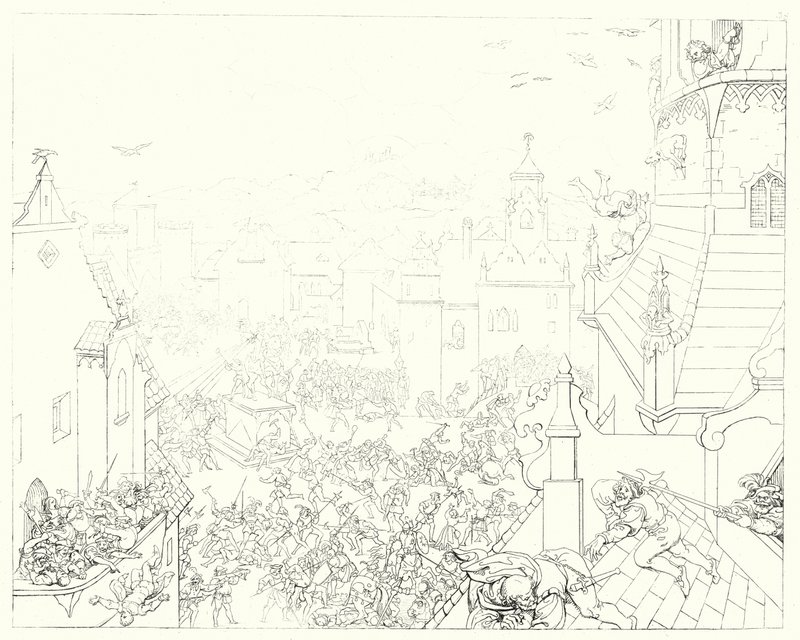 シラーの「Lied von der Glocke（鐘の歌）」の挿絵（彫刻）。 作： フリードリヒ・アウグスト・モリッツ・レッツ