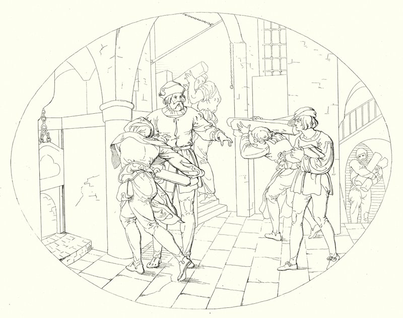 シラーの「Lied von der Glocke（鐘の歌）」の挿絵（彫刻）。 作： フリードリヒ・アウグスト・モリッツ・レッツ