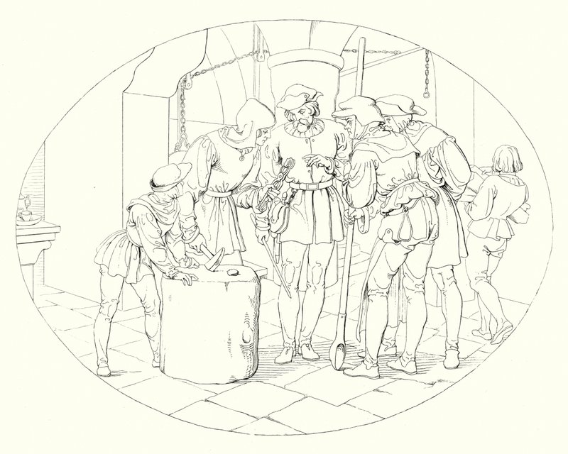 シラーの「Lied von der Glocke（鐘の歌）」の挿絵（彫刻）。 作： フリードリヒ・アウグスト・モリッツ・レッツ