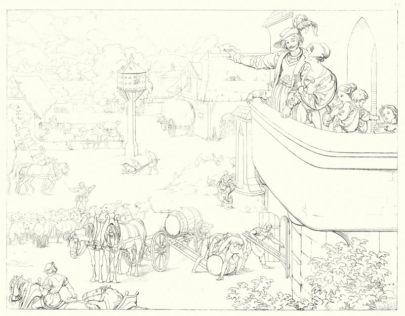 シラーの「Lied von der Glocke（鐘の歌）」の挿絵（彫刻）。 作： フリードリヒ・アウグスト・モリッツ・レッツ
