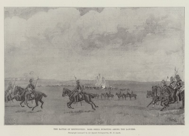 Rietfonteinの戦い、Boer Shellがランサーの中で爆発 作： ジョージダービルローランドソン