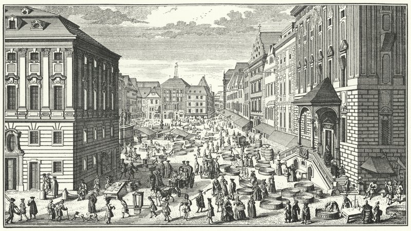 1725年のウィーンの風景（エングレービング 作： ジョージ（後）あなたモーリエ