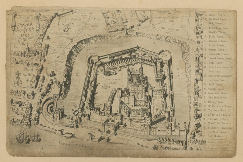 1553年のロンドン塔の眺め 作： ジョージ・クルクシャンク