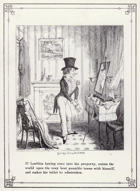 The Bachelors Own Book, or The Progress of Mr Lambkin (Gent) (e.g. engraving)」のイラスト。 作： ジョージ・クルクシャンク