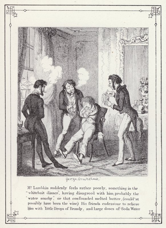 The Bachelors Own Book, or The Progress of Mr Lambkin (Gent) (e.g. engraving)」のイラスト。 作： ジョージ・クルクシャンク