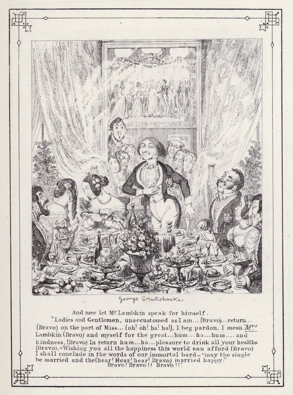 The Bachelors Own Book, or The Progress of Mr Lambkin (Gent) (e.g. engraving)」のイラスト。 作： ジョージ・クルクシャンク