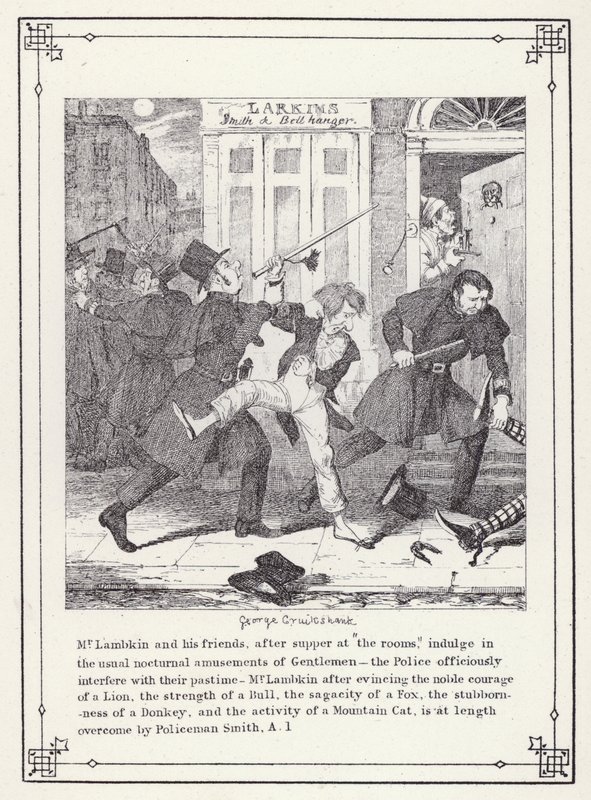 The Bachelors Own Book, or The Progress of Mr Lambkin (Gent) (e.g. engraving)」のイラスト。 作： ジョージ・クルクシャンク