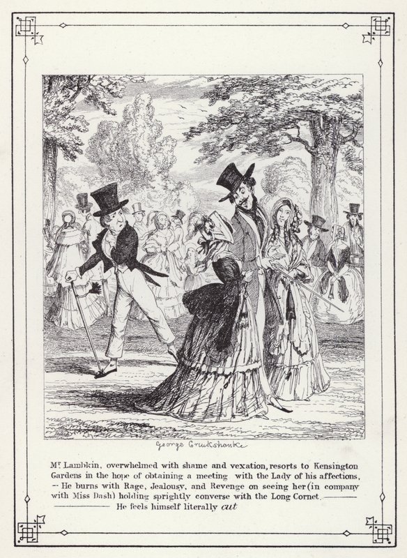 The Bachelors Own Book, or The Progress of Mr Lambkin (Gent) (e.g. engraving)」のイラスト。 作： ジョージ・クルクシャンク
