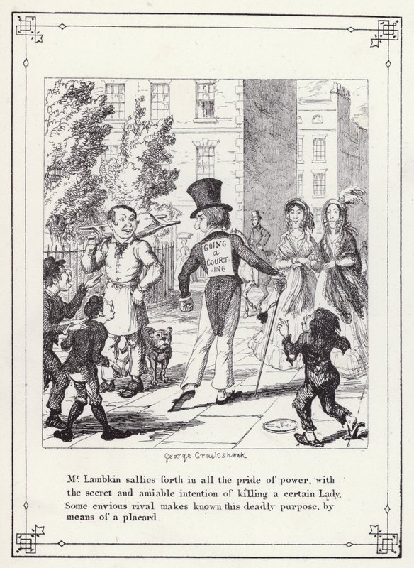 The Bachelors Own Book, or The Progress of Mr Lambkin (Gent) (e.g. engraving)」のイラスト。 作： ジョージ・クルクシャンク