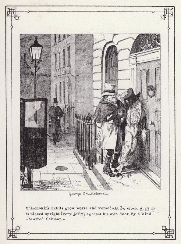 The Bachelors Own Book, or The Progress of Mr Lambkin (Gent) (e.g. engraving)」のイラスト。 作： ジョージ・クルクシャンク