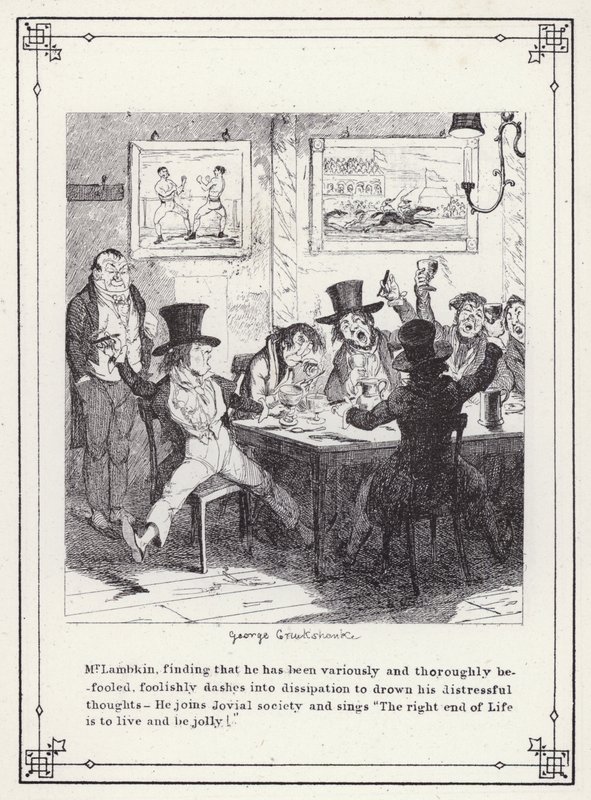 The Bachelors Own Book, or The Progress of Mr Lambkin (Gent) (e.g. engraving)」のイラスト。 作： ジョージ・クルクシャンク