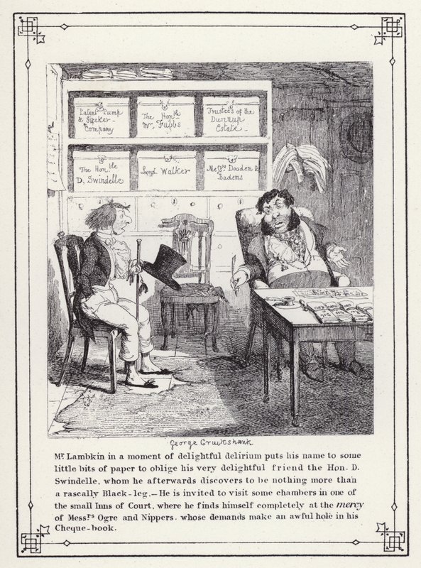 The Bachelors Own Book, or The Progress of Mr Lambkin (Gent) (e.g. engraving)」のイラスト。 作： ジョージ・クルクシャンク