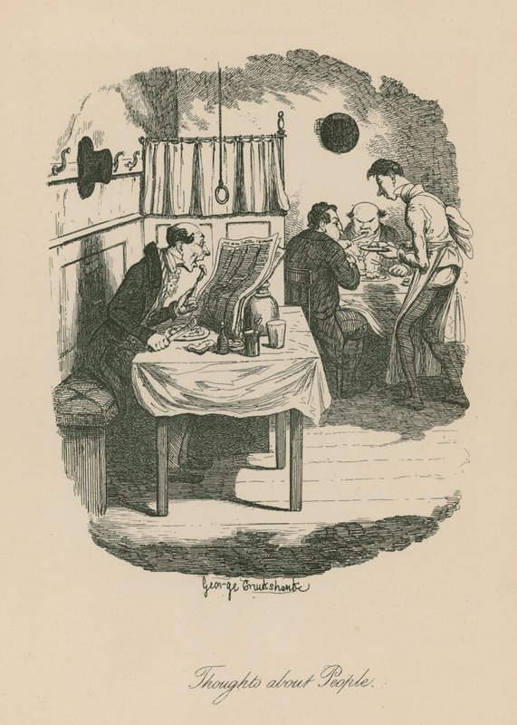 人についての考え、おそらくBozによるSketches（Charles Dickens）のシーンに基づく 作： ジョージ・クルクシャンク