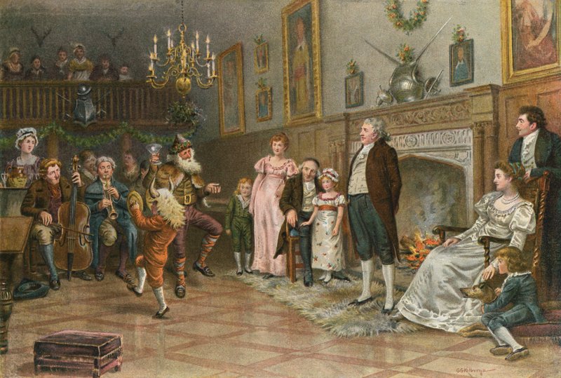 Squires Ancestral Hallの内部：クリスマスエンターテイメントを提供するカントリーママー 作： ジョージ・グッドウィン・キルバーン