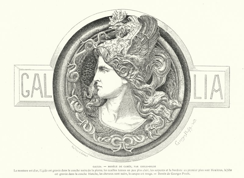 フランス人彫刻家エミール・ソルディによるカメオのデザイン「Gallia 作： ジョルジュアーネストプロフィット