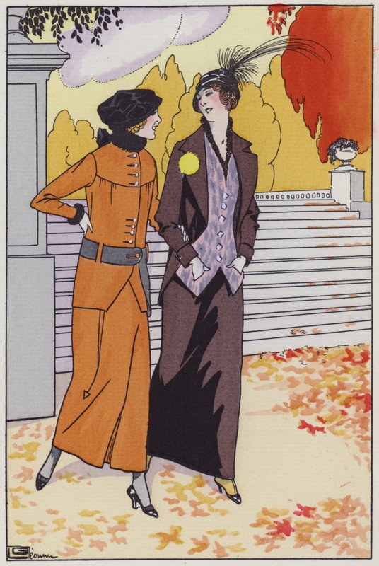 デザイナー、オーガスタ・バーナードによる1920年代の女性ファッション（カラーリトグラフ 作： ジョルジュ・レオンネック