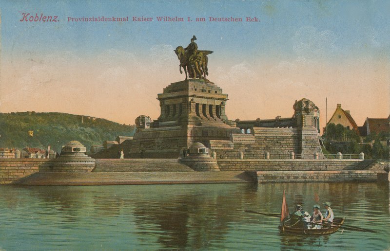 カイザー・ヴィルヘルム1世の記念碑、コブレンツ。1913年に送られた絵葉書。 作： ドイツの写真家