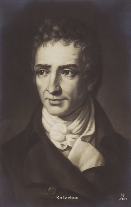 アウグスト・コッツェブエ（1761～1819）、ドイツの戯曲家、作家（リトグラフ） 作： ドイツ語学校