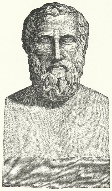 古代ギリシャの詩人アルキロクスの胸像（彫刻 作： ドイツ語学校