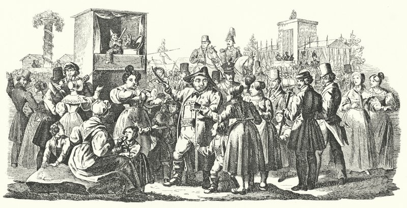 1835年秋、シュトゥットガルトのカンシュタット地区のカーニバル(彫刻) 作： ドイツ語学校
