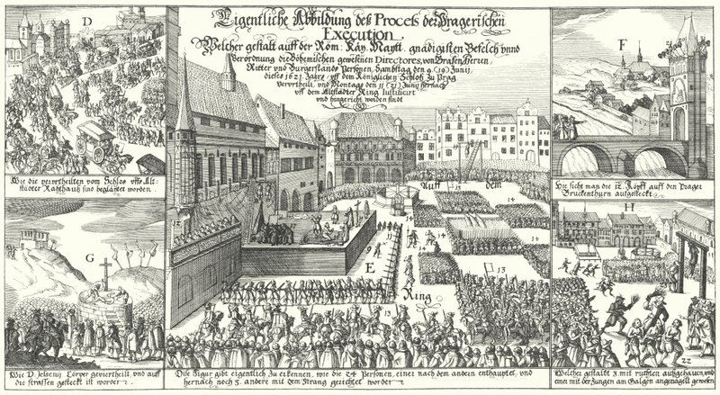 プラハ旧市街広場でのプロテスタント・ボヘミアン反乱のメンバーの処刑 作： ドイツ語学校