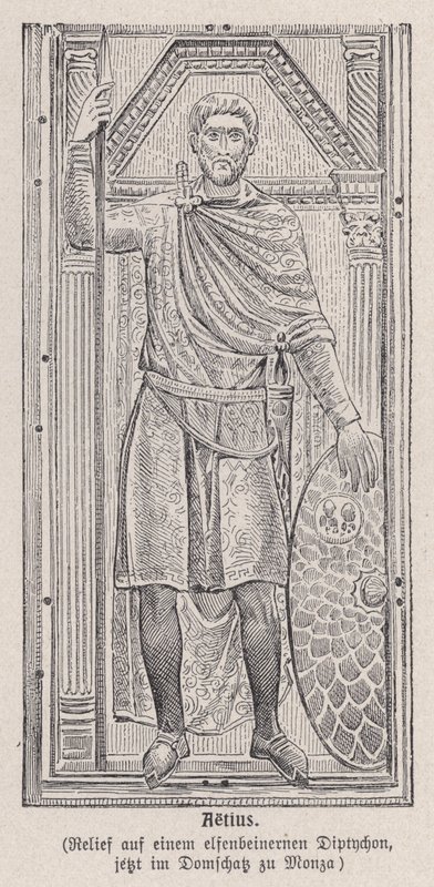 フラウィウス・アエティウス、ローマの将軍（エングレーヴィング） 作： ドイツ語学校