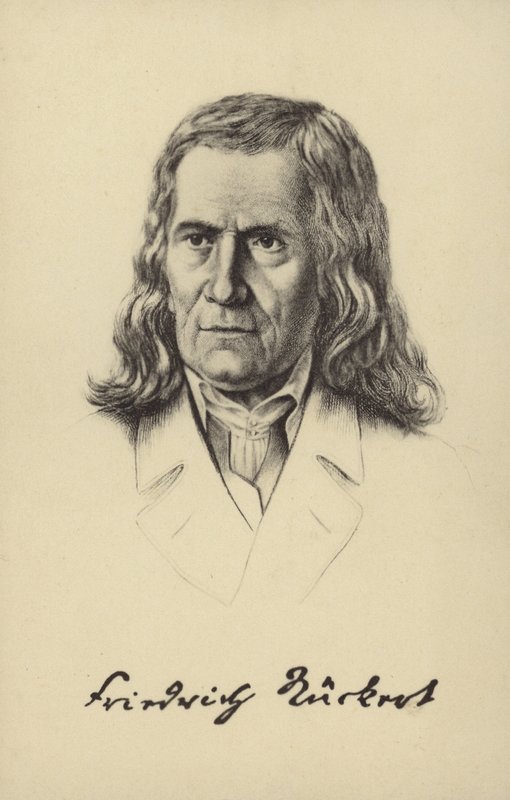 フリードリヒ・ルッケルト（1788-1866）ドイツの詩人、翻訳家、東洋語教授（リトグラフ） 作： ドイツ語学校