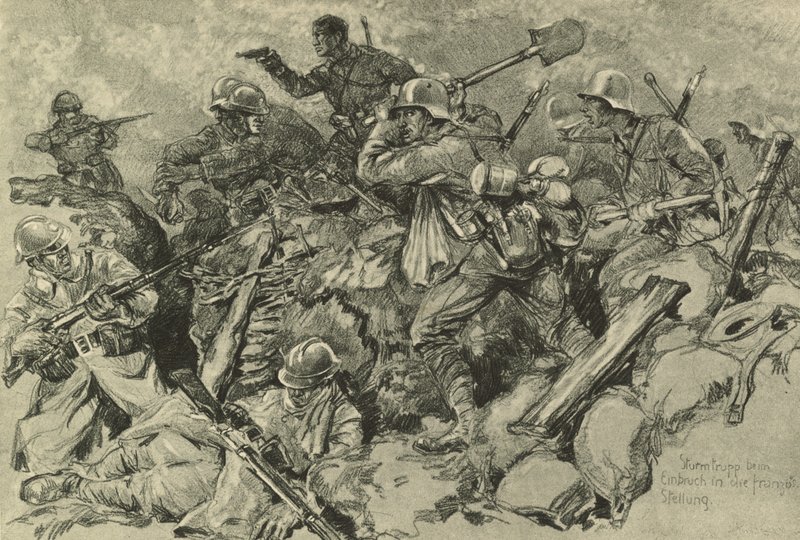 フランスの第一線を攻撃するドイツ軍 作： ドイツ語学校