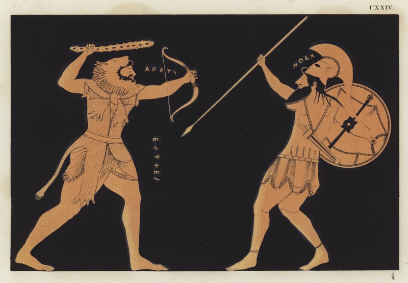 アレスと戦うヘラクレス 作： ドイツ語学校